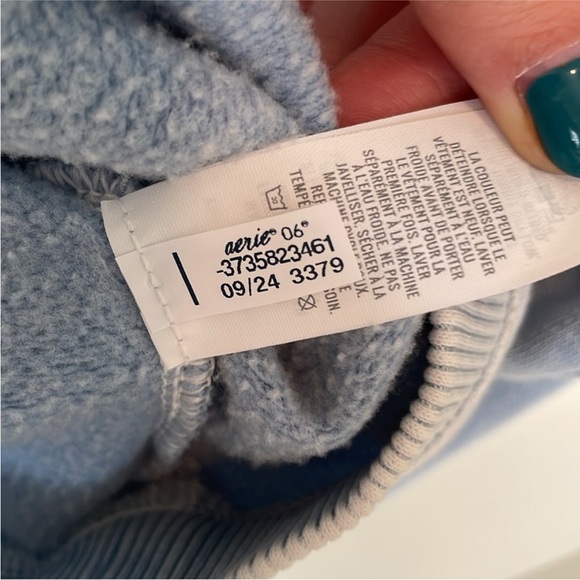 Aerie Getaway Quarter Snap Size XS Cloud Wash Blue Lounge Wear Sweatshirt NWOT - Picture 7 of 10